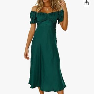 Green off the shoulder dress